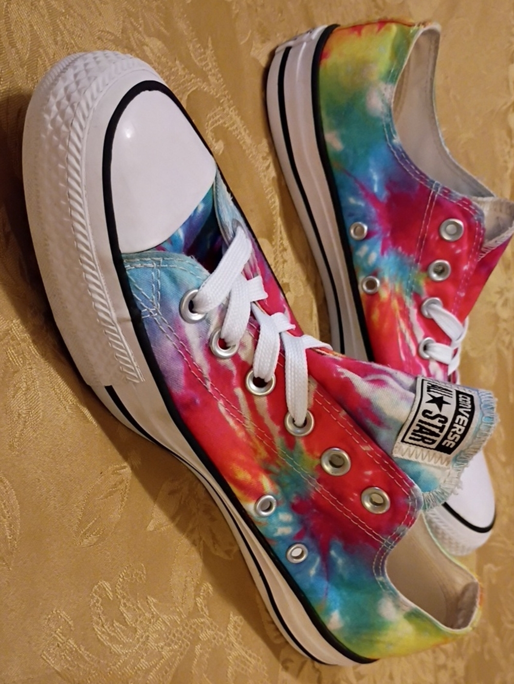 CONVERSE All Star Tie-Dye Low Top - Red, Blue, Yellow Women's 9.0 Men's 7.0 - Picture 2 of 9